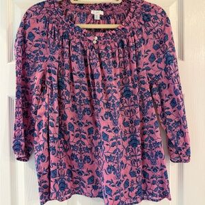 J. Jill Pink and Blue Floral Blouse